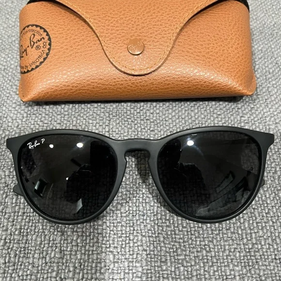Ray-Ban Erika polarized Black Sunglasses with Tan Case - Picture 2 of 7